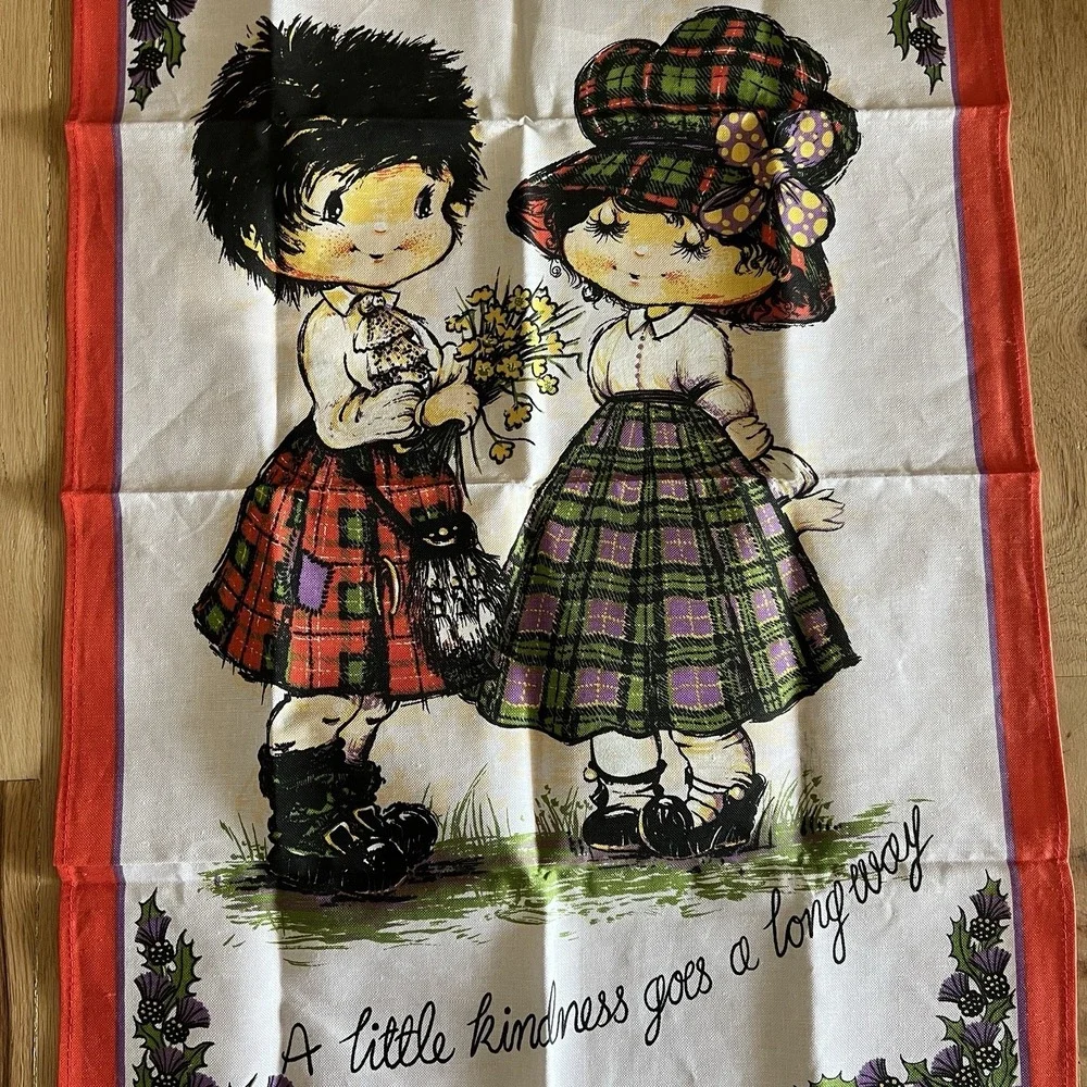 Vintage 70s Kindness British Tea Towel Sewing Panel 20